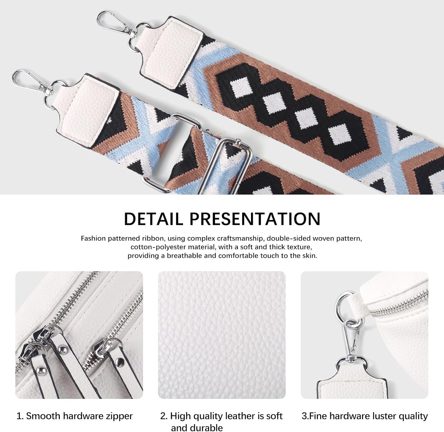 Crossbody Fanny Packs for Women Sling Bags with Coin Purse Bumbag Vegan Leather Belt Bag Chest Purse for Travel (White) - Image 5