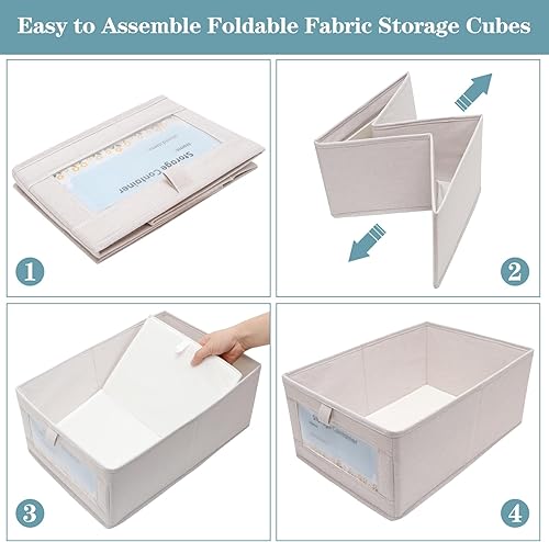 Miniatura 6 de Contenedores de almacenamiento, cubos de almacenamiento plegables para armario, paquete de 2 organizadores de armario grises y almacenamiento con