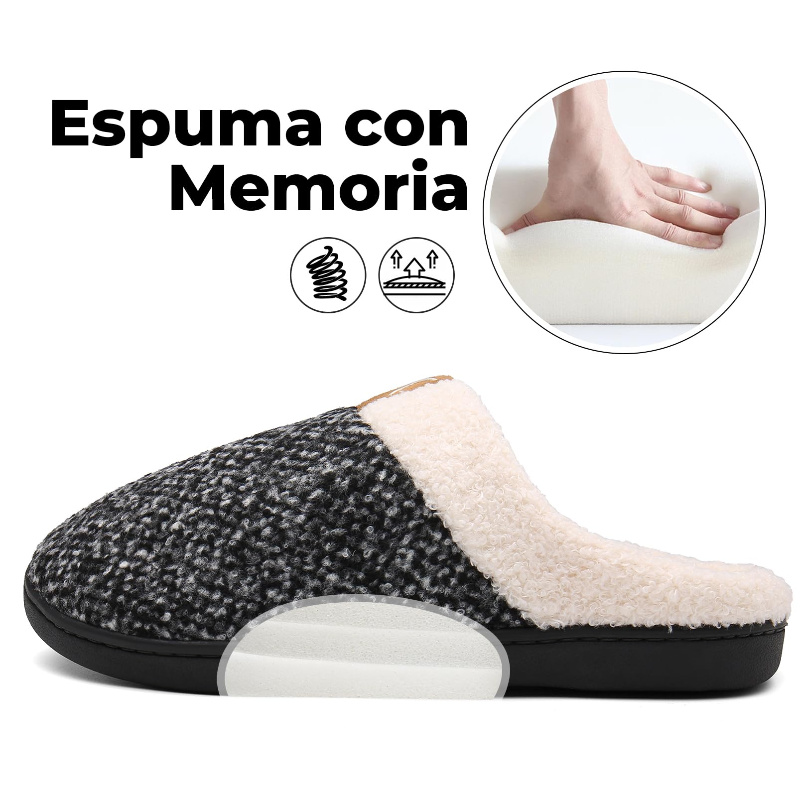 Mishansha Pantuflas Invierno Espuma Memoria Hombre Mujer 36-47 EU | Zapatillas de Estar, Antideslizante, Cómodas, Suave