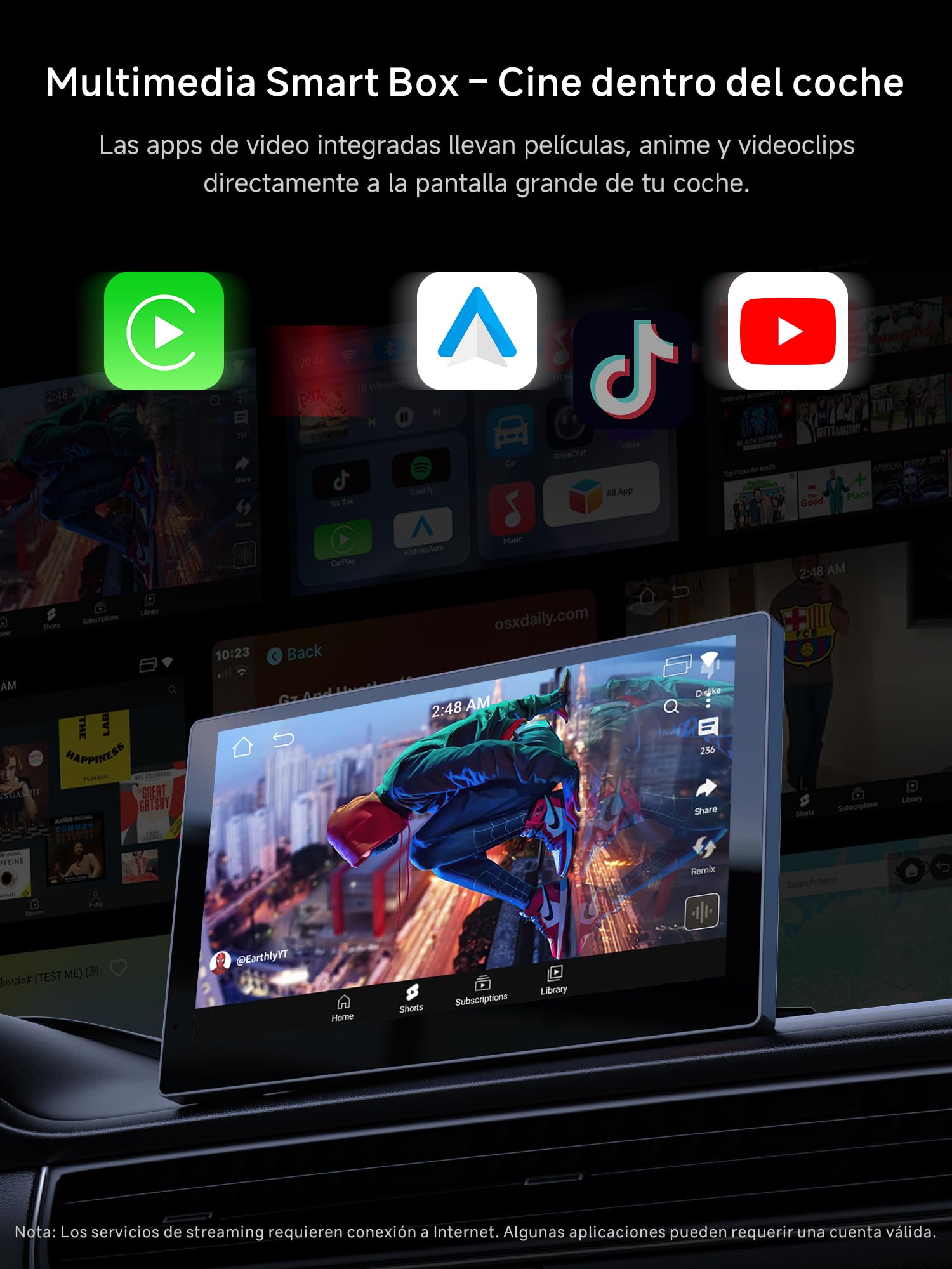Adaptateur CarPlay sans Fil, Magic AI Box Android Auto avec Double WiFi, Verrouillage Bluetooth, DriveChat AI Voice, 2GO+16GO, pour Netflix/Youtube/Carte TF, CB4A