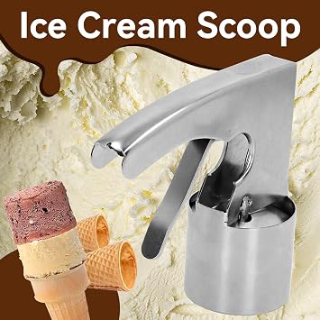 2Pcs Thrifty Ice Cream Scoop, Cylinder Ice Cream Scoop Stainless Steel Big Old Fashion Style with Trigger for Cream Mashed Potato Cookie Scoop Spoon