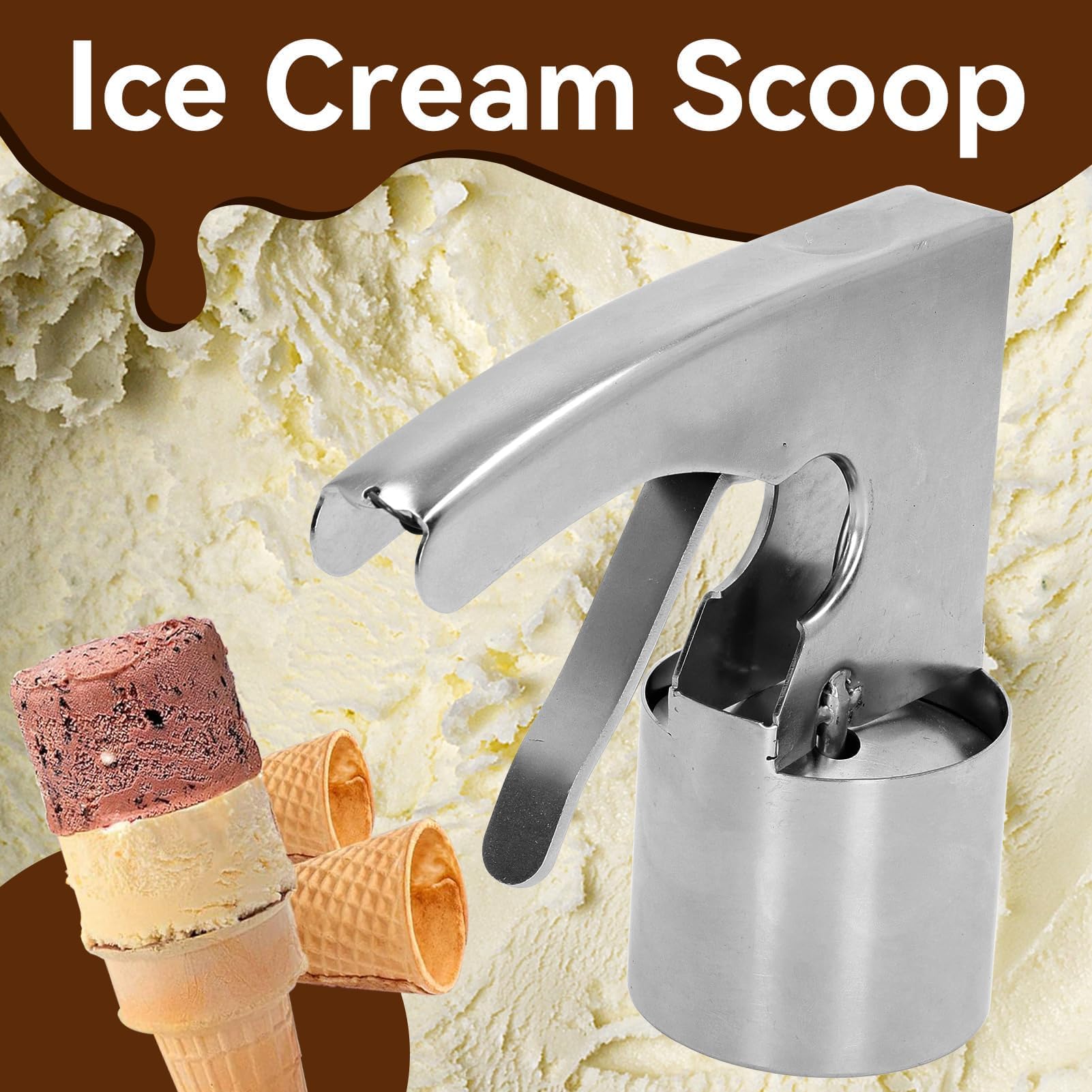 Lot de 2 cuillères à glace Thrifty en acier inoxydable avec gâchette