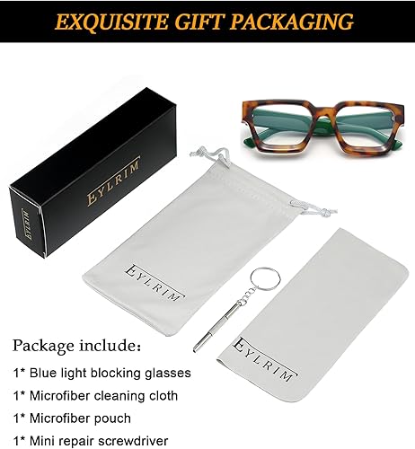 Miniatura 6 de EYLRIM Gafas de luz azul con marco cuadrado grueso para mujeres y hombres, lentes de computadora sin receta