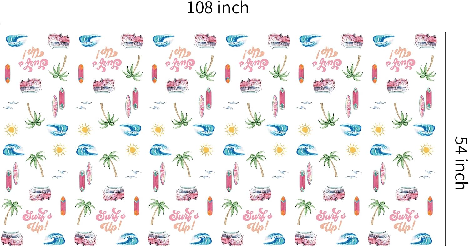 APOWBLS Surf's Up Party Decorations Tablecloth Girls - Disposable Pink Surf Birthday Party Supplies Table Cover, Summer Hawaiian Beach Surfing Birthday Decorations Table Cloth - 3Pack (54in x 108in)