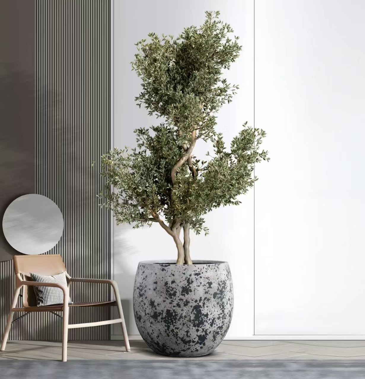 Concrete Plant Pots Set of 3, Planters & Container Accessories Planters Indoor Outdoor Flower Planter for Home, Garden, Office Décor18“ 12” 9“ (3, White)