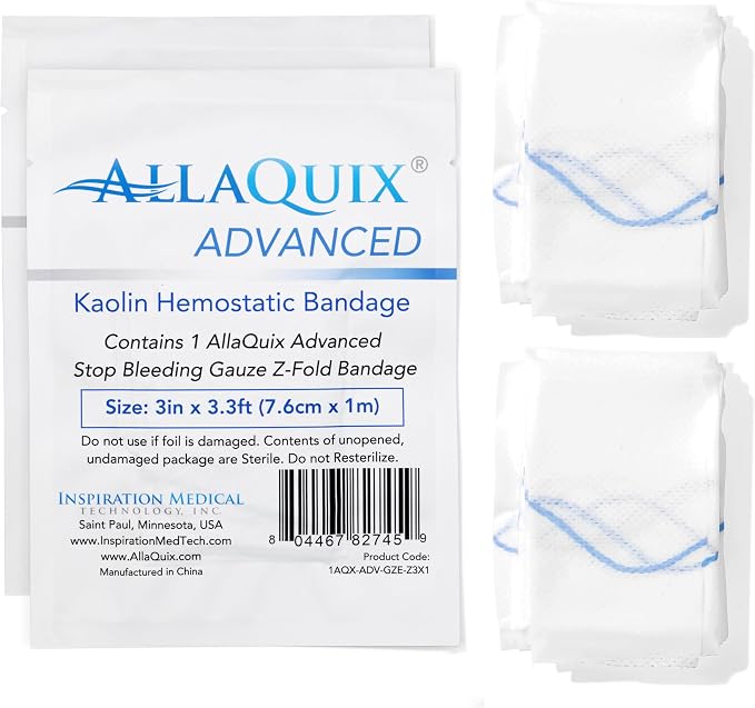 Gasa Hemostática de Caolín Avanzada Estéril 3x3.3 ft 2-Pack miniatura 7