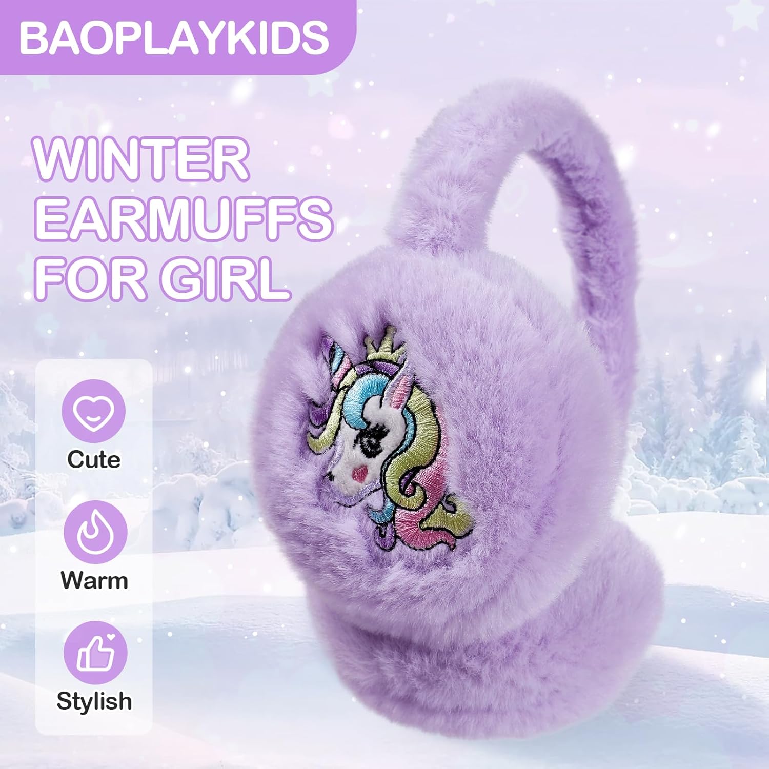 Kids Animal Earmuffs and Gloves Set Cute Ear Muffs Winter Plush Ear Warmer for Boys Girls Age 7-14 - Image 4