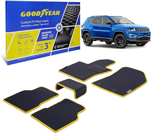Miniatura 8 de Goodyear Alfombrillas de coche para todo tipo de clima, ajuste personalizado para Jeep Cherokee 2019-2023, juego de 5 piezas, forros de piso