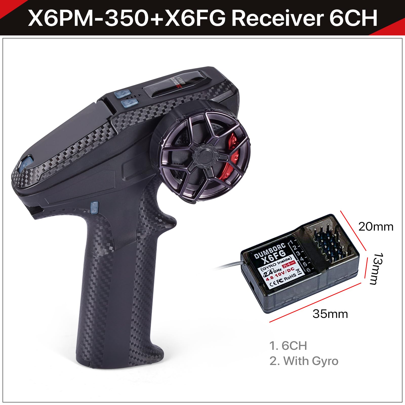X6PM-350 Mini trasmettitore RC e ricevitore a bassa tensione Indicare Wireless Trainer RC Controller per RC Auto Truck/Crawler/Racing/Barca/Tank