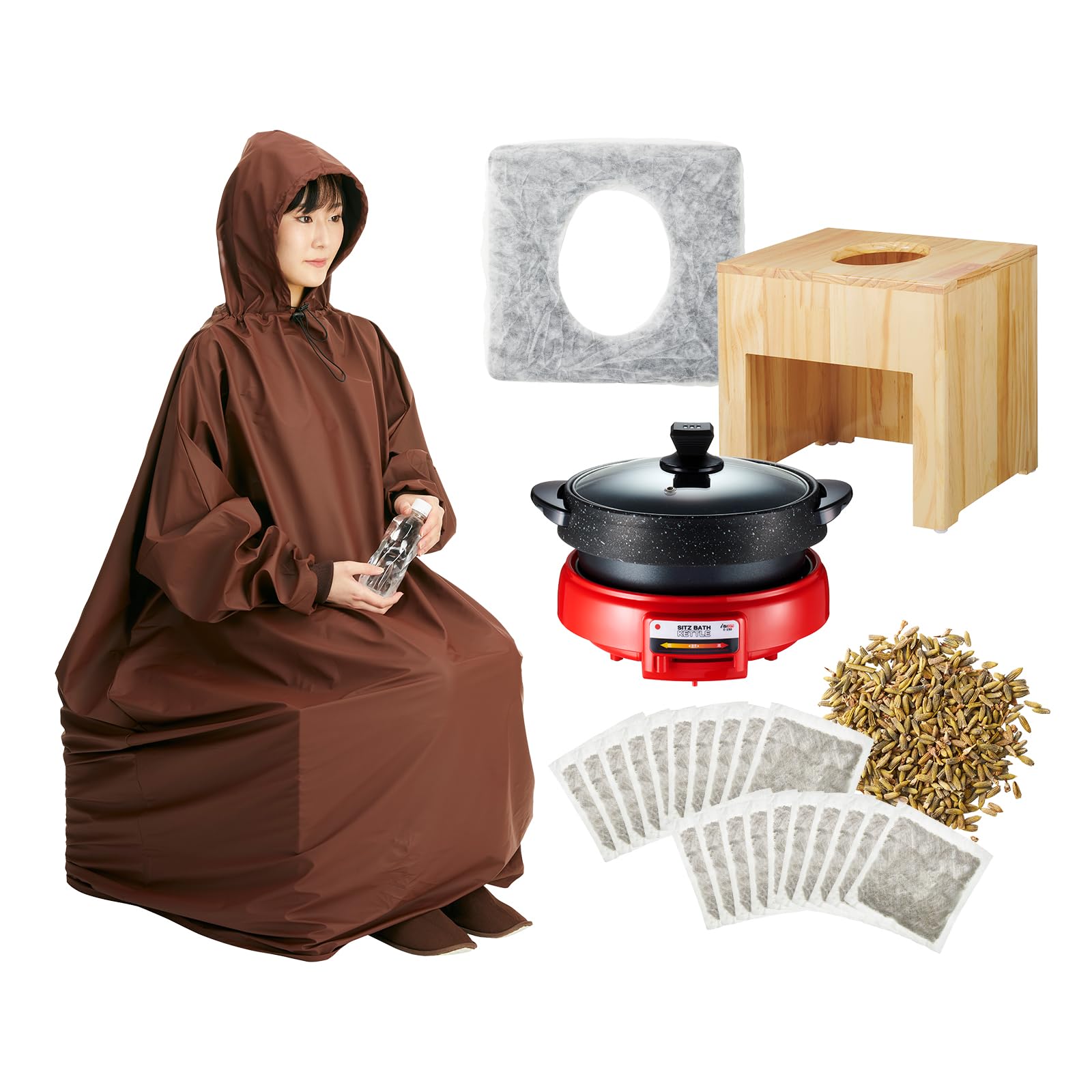 Amazon.co.jp: 【よもぎ蒸しセット！】 角型イス - ブラウン高級長袖  