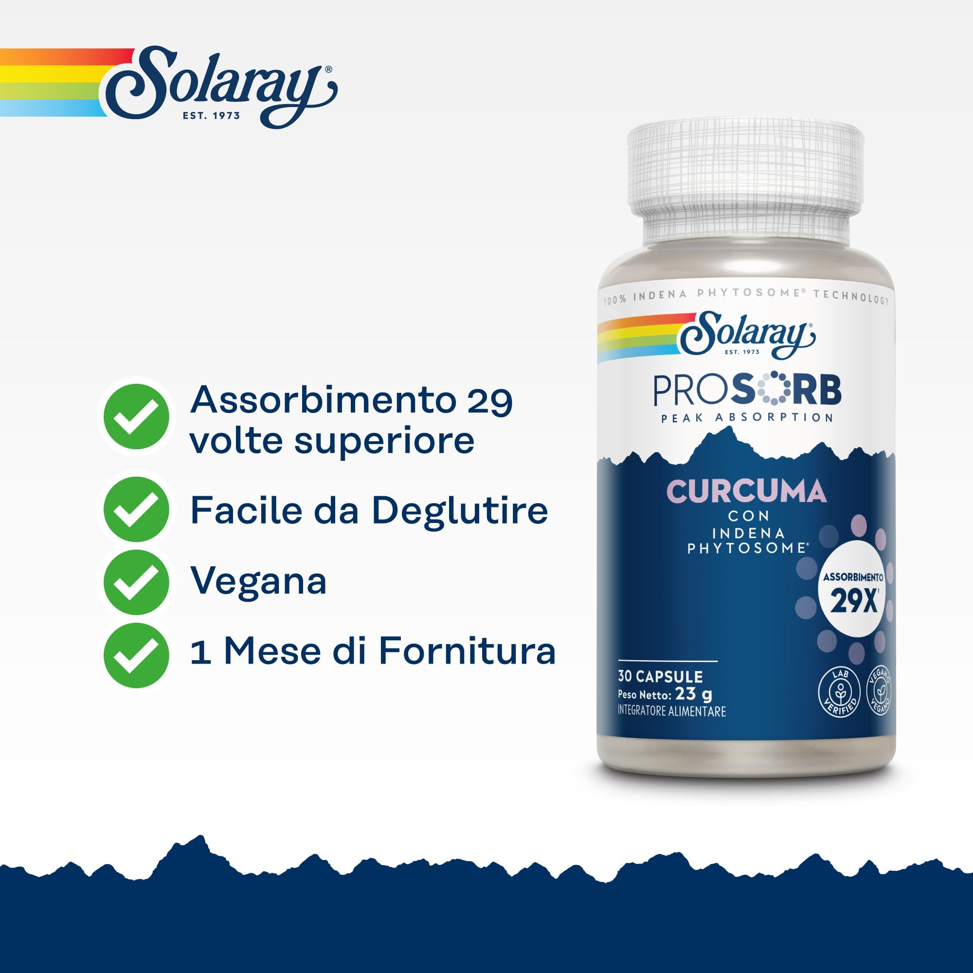 Solaray Curcumina Meriva® Fitosomiale 500mg - 29× più Biodisponibile, Formula Studiata Clinicamente - 30 Capsule Vegane - Verificata in Laboratorio