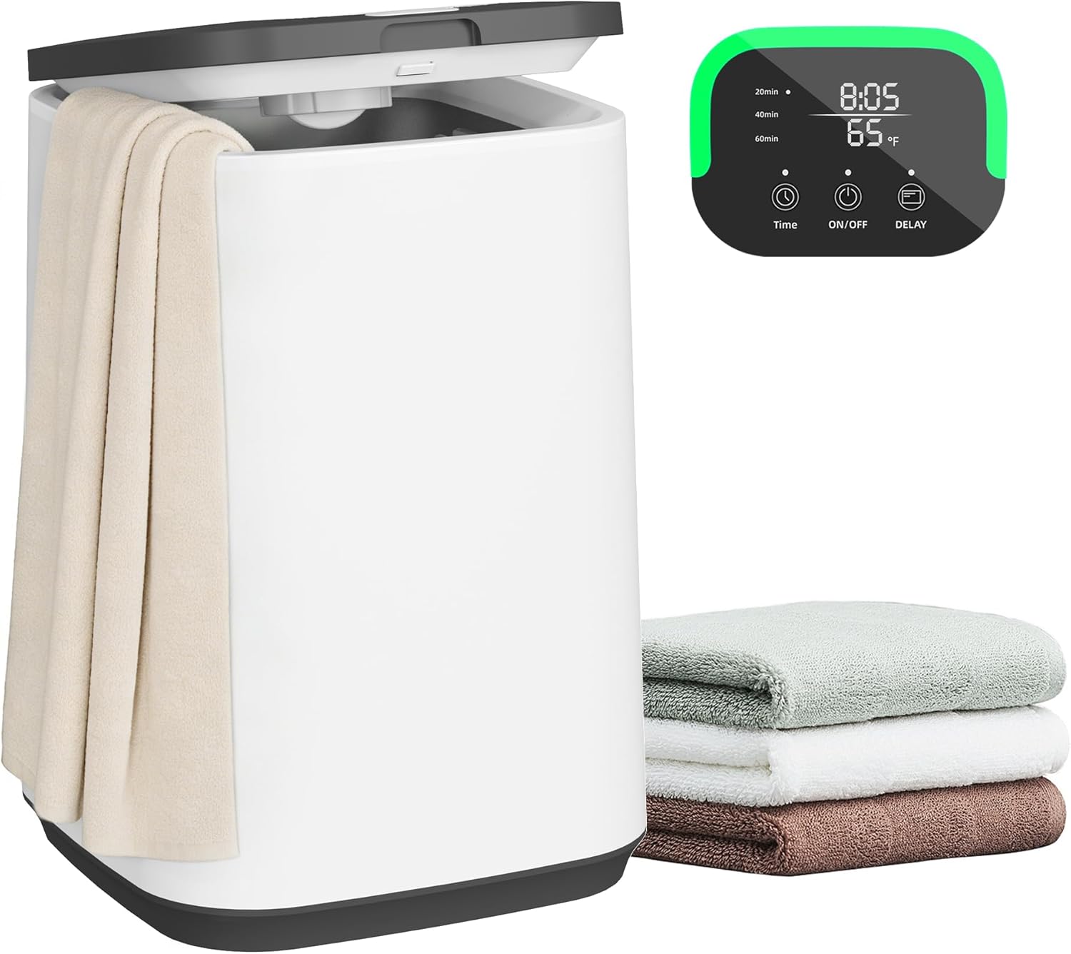 Portable Towel Warmer for Bathroom,Rectangle Towel Warmer Bucket, Blanket Warmer with Child Lock & High-Temp Light & 24H Delay Timer & Auto Shut Off Fits Towels, Blankets, Clothes, Bathrobes and More