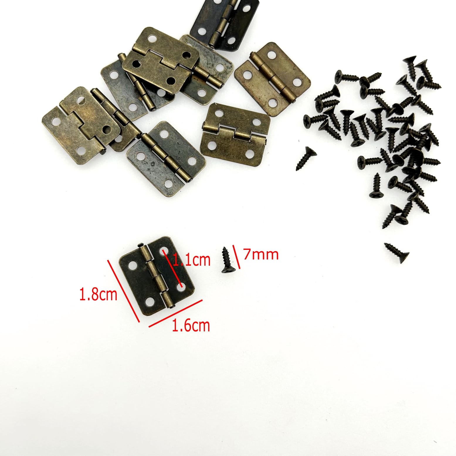 JZK Minisagras de bronce – Paquete de 10 bisagras de cajón de 18 x 16 mm para muebles pequeños y manualidades