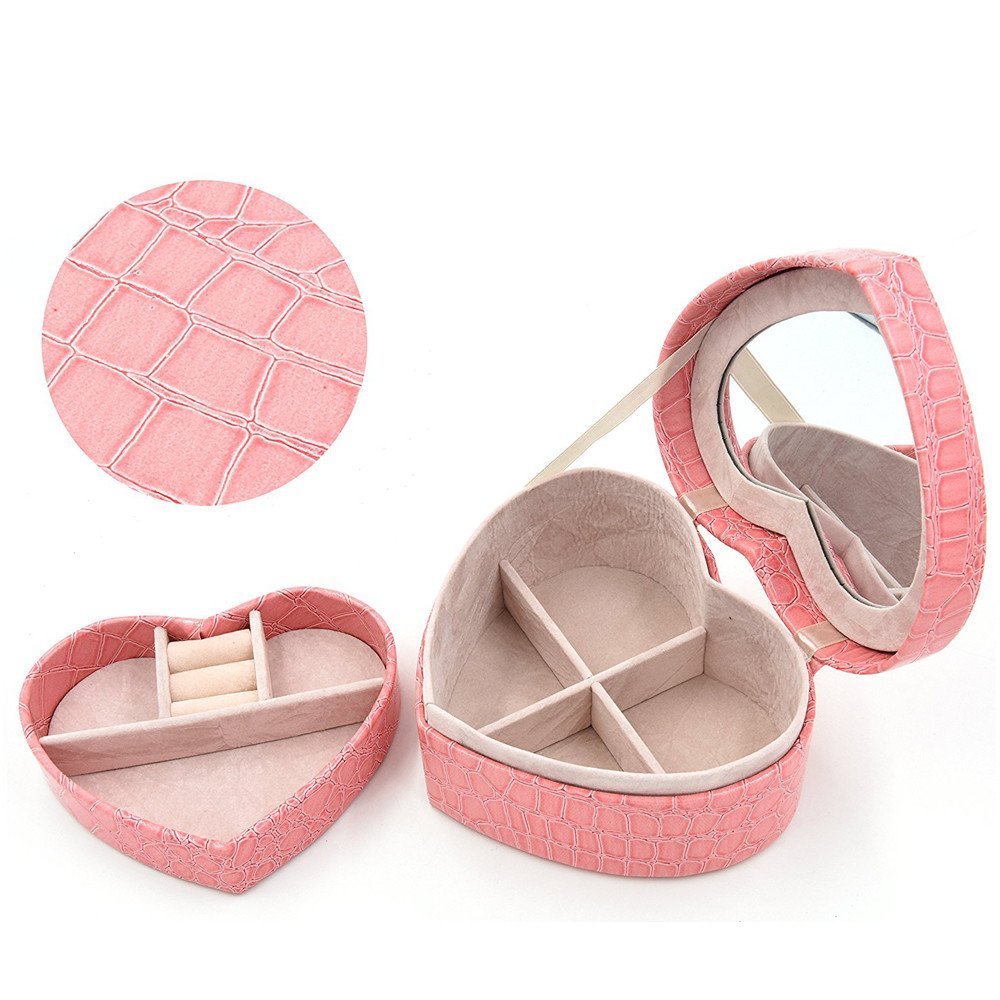 Amazon｜可愛いハート型 ジュエリーボックス アクセサリーケース 2段式