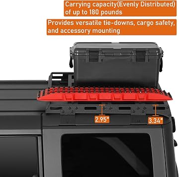 Hooke Road Bronco Half Roof Rack 4 Door for 2021-2026 Ford Bronco 4-Door Hardtop (Exclude Bronco Sport), Overland Roof Basket Cargo Storage, No-Drill Easy Install