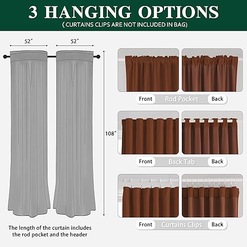 Miniatura 3 de 2 paneles de cortinas opacas de terciopelo de 108 pulgadas de largo, 9 pies de largo, con pestaña trasera, bolsillo para barra, súper suaves, de