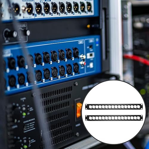 Miniatura 2 de 4 conectores de panel de montaje en rack de 1U XLR HDMI con tornillos M6, panel de componentes perforados de metal para recinto de audio, servidor,