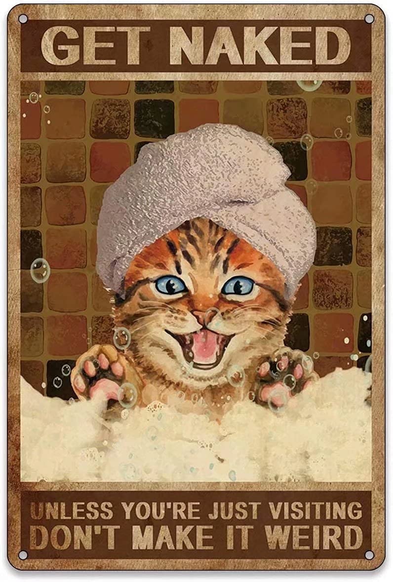 Kitty Vintage Tin Signs Metal Signs, Fun Poster For Bar Kitchen Cafe Farmhouse Wall Decor 8x12inch