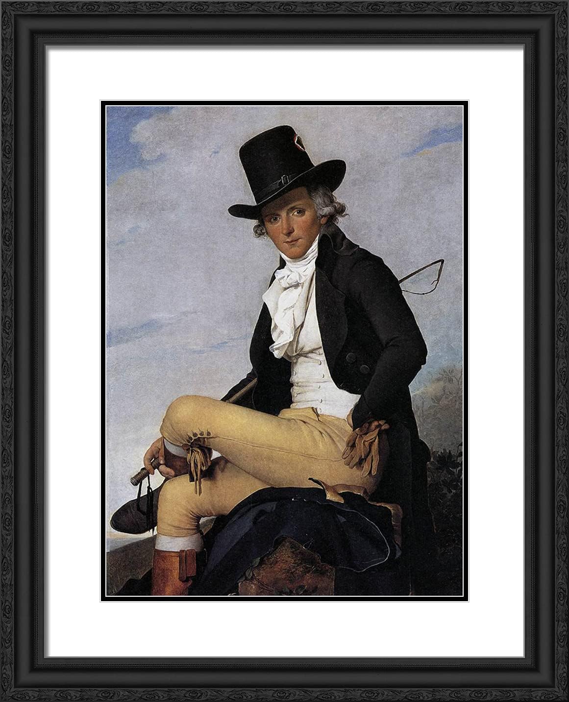ArtDirect David, Jacques-Louis 20x24 Gold Ornate Framed Art Print with Double Matting Titled: Portrait of Pierre Seriziat