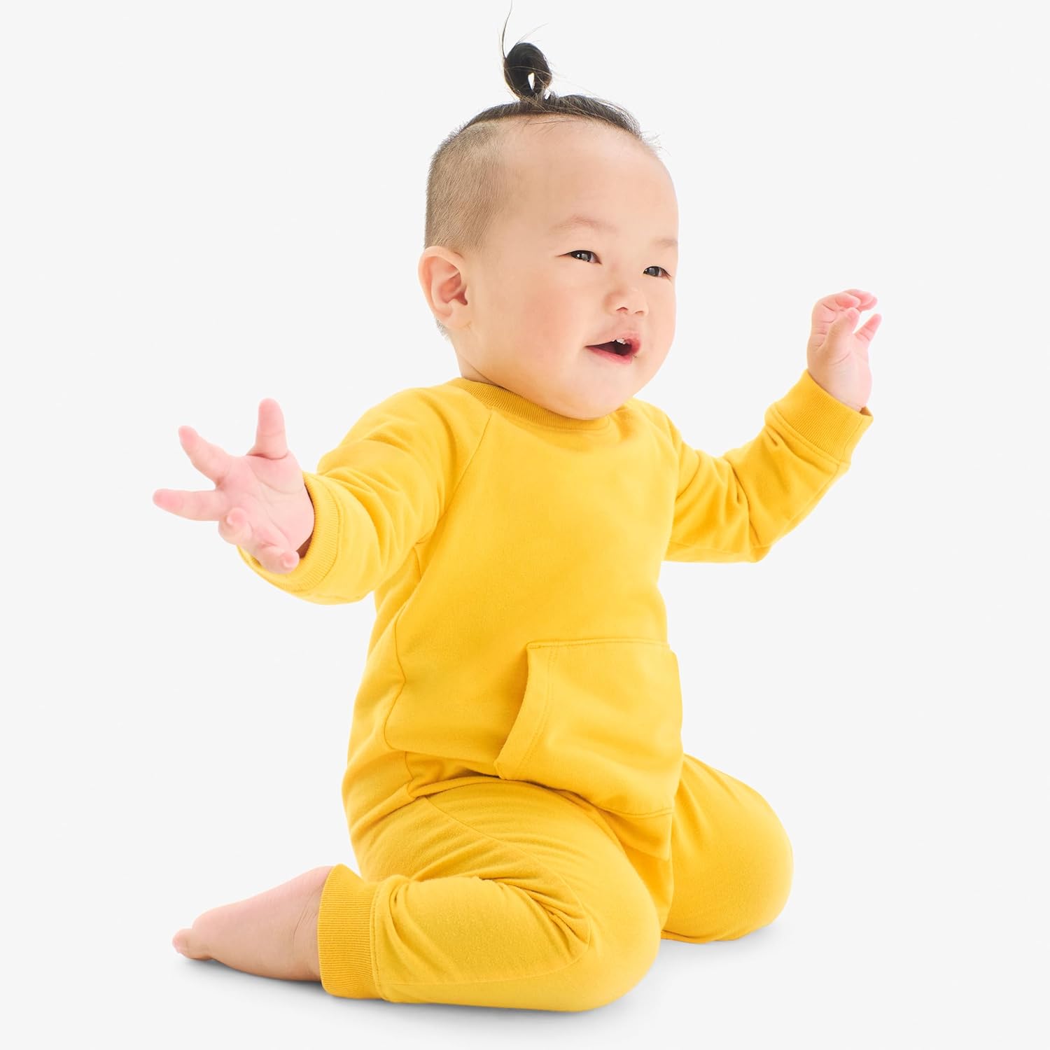 Primary Baby Sweatshirt Romper – Cozy Cotton One-Piece with Snap Legs