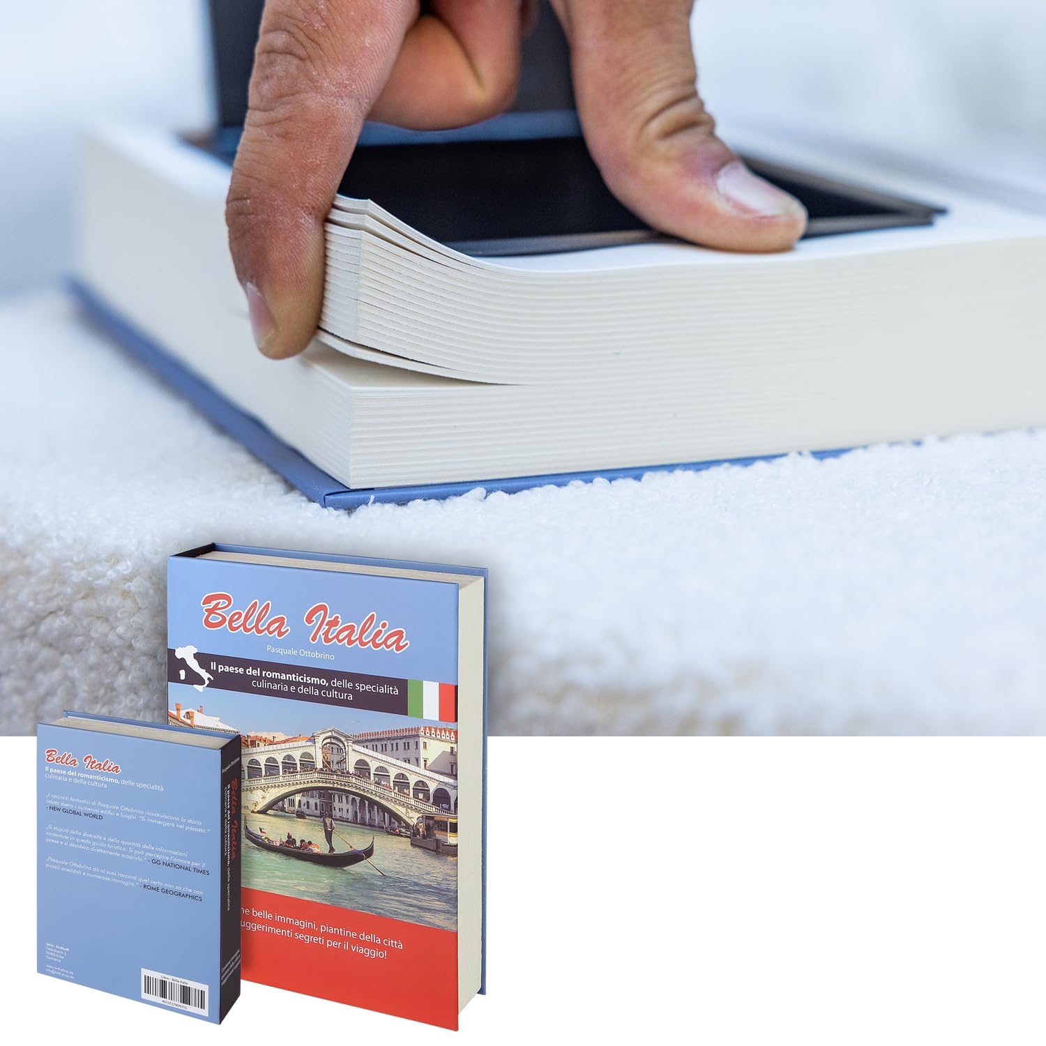 HMF 80935 Book Safe, Cash Box Real Paper Pages, Secret Box, "Bella Italia", 23 x 15 x 4 cm, Labeling in Italian - Image 3