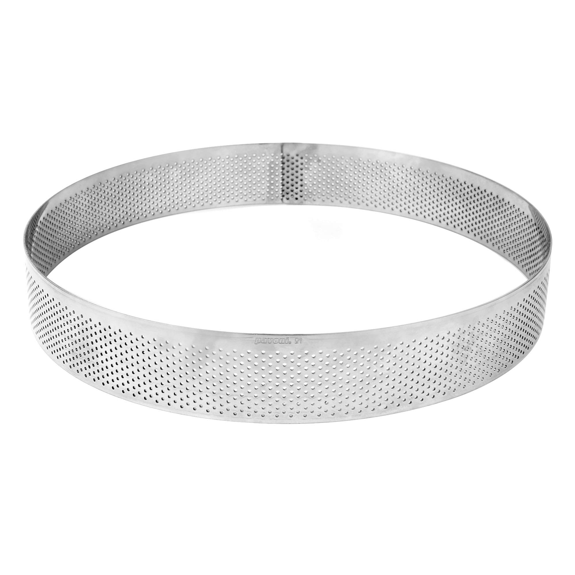 Pavoni XF2335 Progetto Crostate Perforated Stainless Steel Round Tart Ring 3.5 Centimeters High, 1 Each (23cm Diameter)