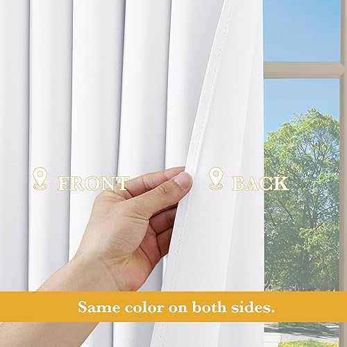 Miniatura 198 de RYB HOME Juego de 2 paneles de cortinas opacas grises de 63 pulgadas de largo, cortinas sólidas resistentes para oscurecer la habitación