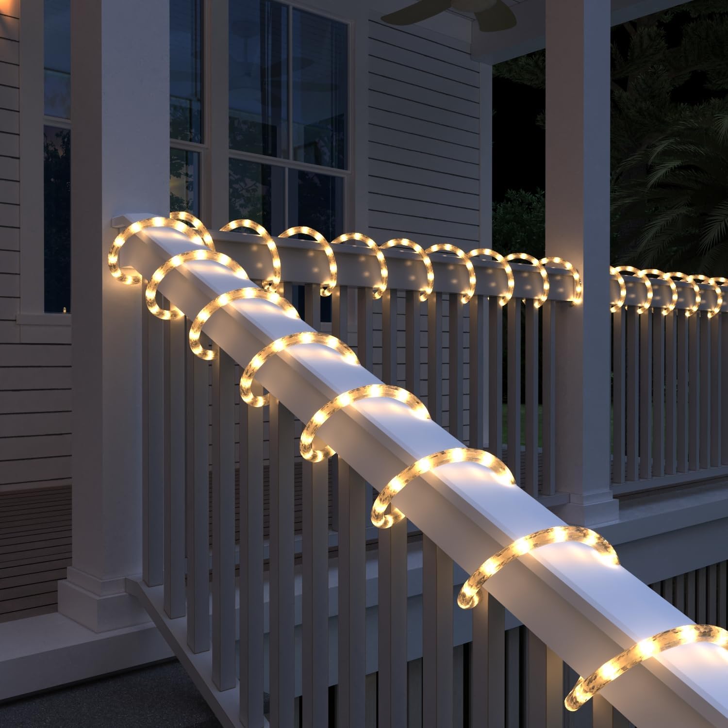 33FT LED Rope Lights Outdoor with Remote, 300 LED Cuttable Connectable Flexible Tube Lights with 8 Modes, 10 Brightness, Waterproof Rope Lighting for Garden,Patio,Pool,Room,Party,Christmas, Warm White