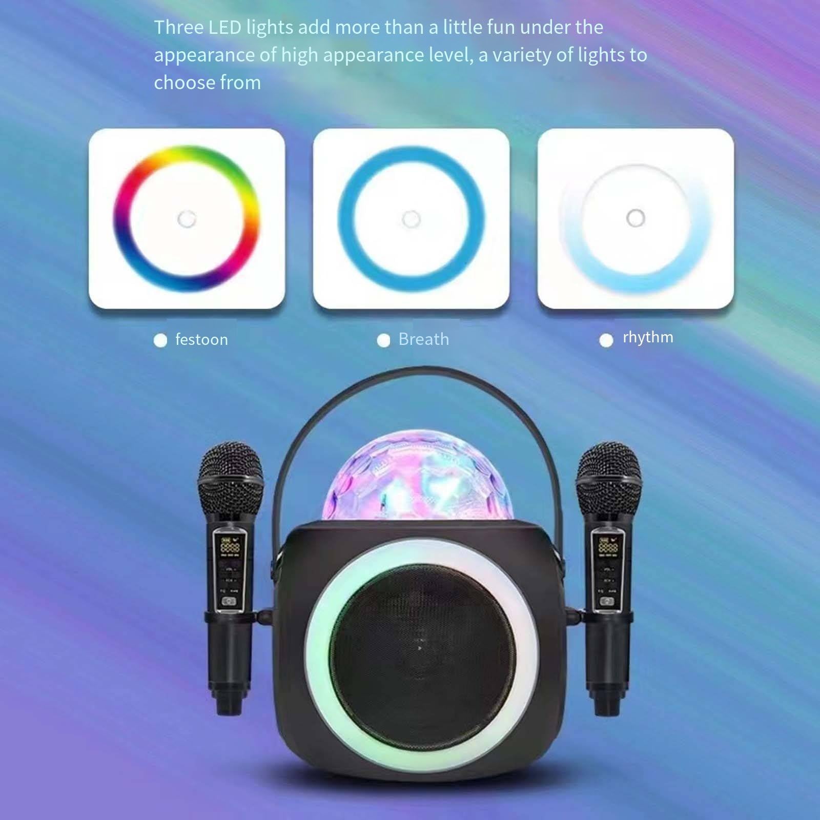 Zestaw do karaoke Domowy bezprzewodowy zestaw głośników Bluetooth Mikrofon audio Efekt świetlny LED typu „wszystko w jednym”.