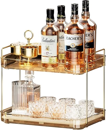 Bandeja de whisky, estante para tazas de vidrio, soporte para tazas, organizador de taza de café, organizador de encimera de baño con tabla de