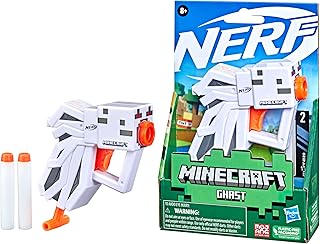 NERF MicroShots Minecraft Ghast Mini Blaster, Includes 2 Official Elite Darts, Christmas Stocking Stuffers, Minecraft Ghast Mob Design
