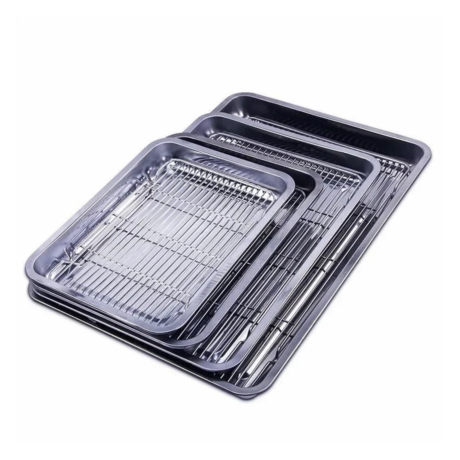 Backblech mit abnehmbarem Kühlgitter-Set, Edelstahl-Pfannenblech, for den Ofen und Grill geeignet, spülmaschinenfest Für Backofen