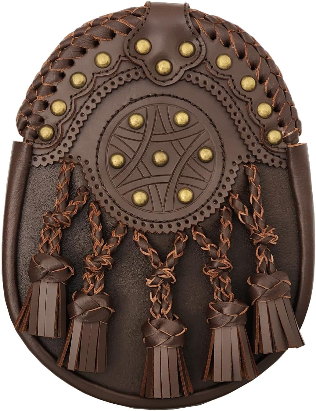 Leather Dress Sporran – Scottish Highland Formal Kilt Accessory with Decorative Tassels
