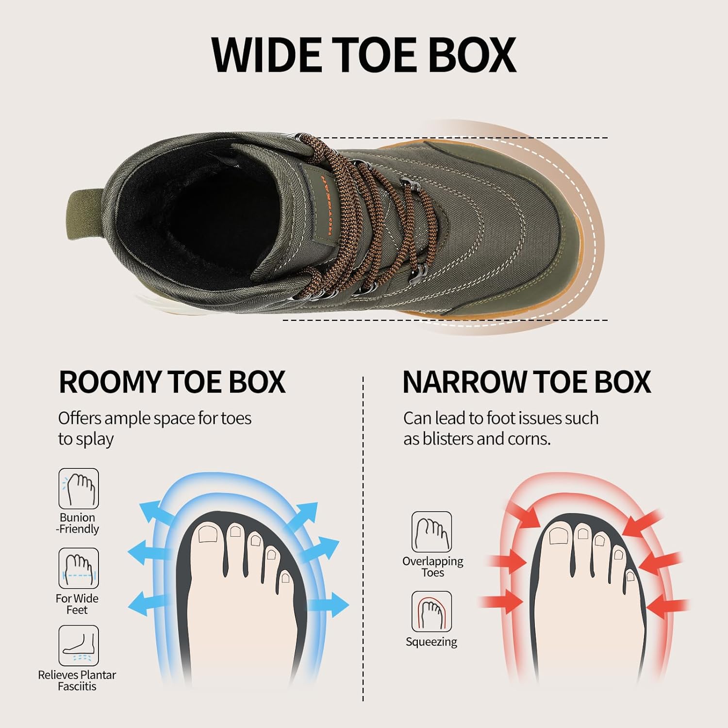Men's Thinsulate Insulated Winter Snow Boots | Wide Toe Box | Slip-Resistant Outsole | Orthopedic & Arch Support
