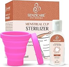 Menstrual Cup Sterilizer Container With Cupwash 25Ml|Easy-To-Use|Kills 99% Of Germs In 3 Minutes|Reusable Silicone Sterilizing Holder (Pink Sterilizer,Pack of 2)