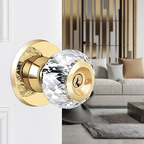 Miniatura 8 de LOQRON Pomos de puerta de cristal con cerradura y llaves, paquete de 3 pomos de puerta de vidrio negro con igual llave, pomo de puerta de entrada