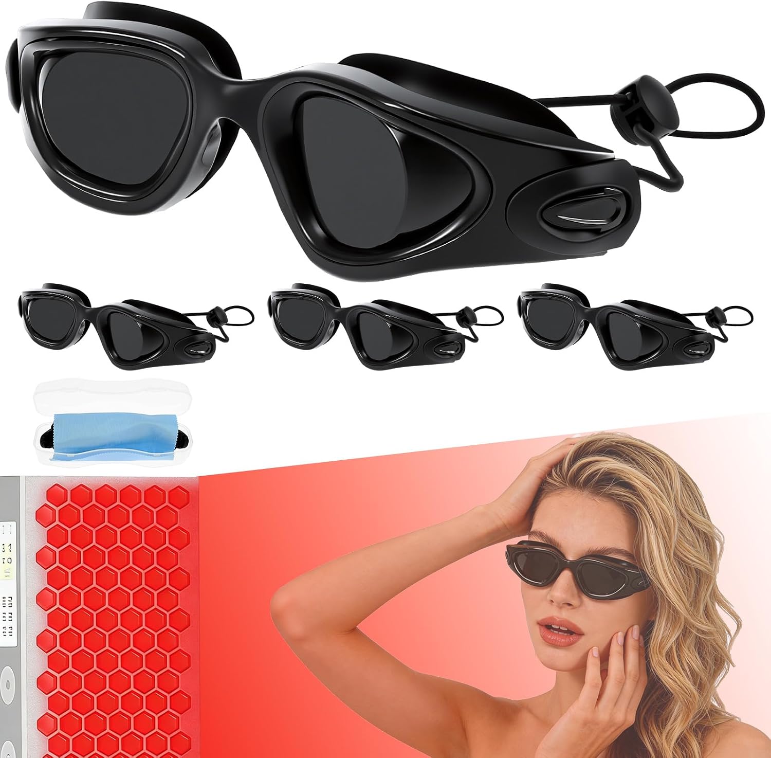 4PCS Protective Goggles for Tanning Bed Goggles, Protective Eyewear Eye Protection for LED Light