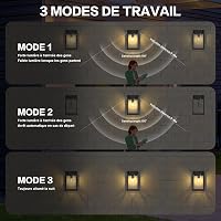2 db Napelemes Kültéri Fali Lámpa Mozgásérzékelővel - IP65 Vízálló, 3 Üzemmód, 300 Lumen, Meleg Fehér Fény, Retro Stílusú Kerti Világítás 4
