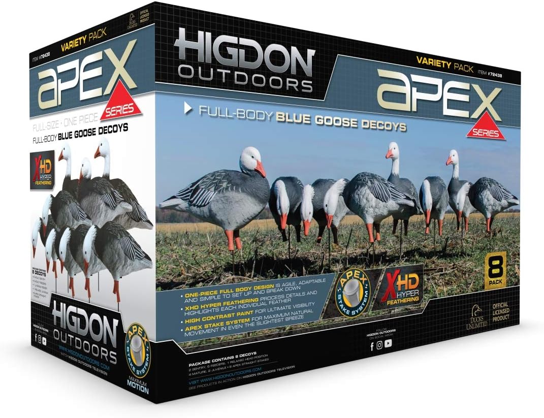 Higdon Outdoors APEX Full-Size Full-Body TruFeeder Pack | Ultra Realistic Goose Decoys for Waterfowl Hunting | Canada/Specklebelly | 6pk