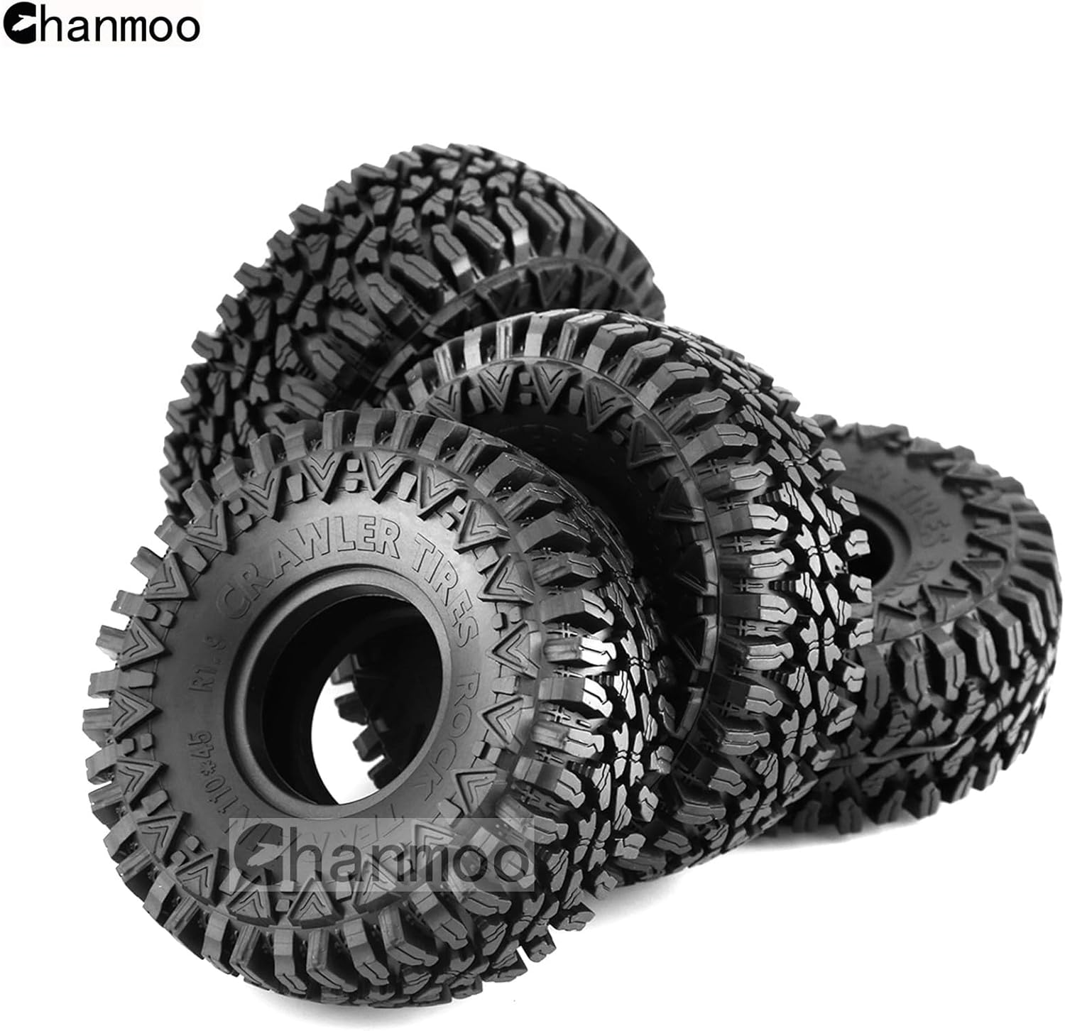 1.9 RC Crawler Tires With Foam Soft Rubber Mud Slingers Grappler Wheels Tyres For 1/10 Scale RC Car Traxxas TRX4 RC4WD D90 Axial SCX10 II TF2 Gen8 Tamiya CC01 1.9 Inch Beadlock Rims 4PCS