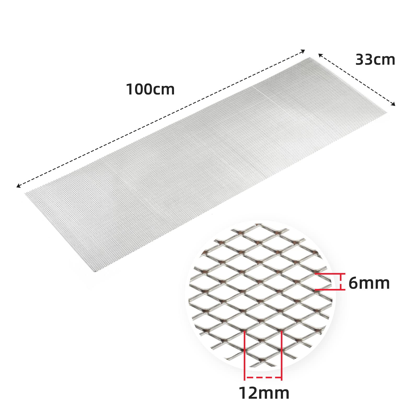 Grille De Calandre Voiture En Alliage D'aluminium - Dimensions 100 X 33 Cm - Ajustable, Protection Contre Les Cailloux - Pour Capot, Pare-chocs, Camion - 4