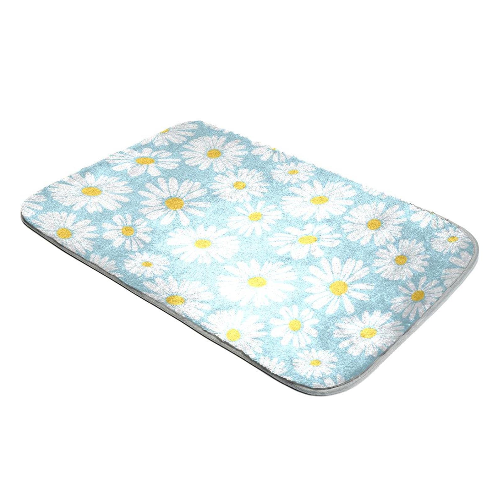 Tapis à poils longs bleu fausse fourrure motif fleurs tapis de salon moderne doux