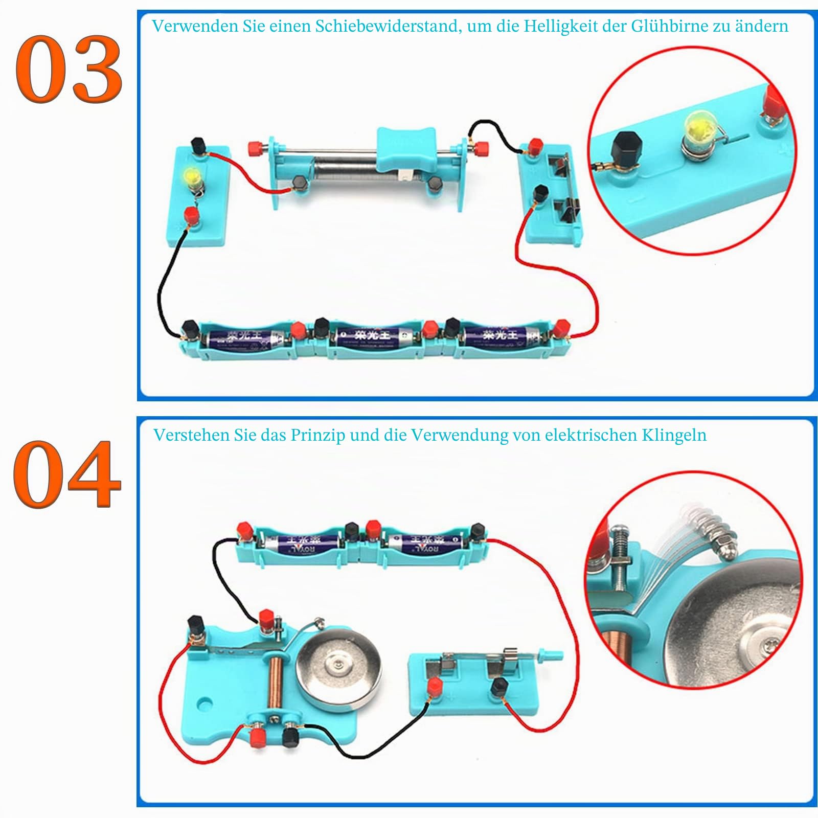 Physik Elektrizität und Magnetismus Experimente Kit, Physik Baukasten Elektrobaukasten für Kinder, Physik Elektrizität Schaltungen Set mit Englischer Anleitung