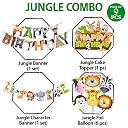 Zyozique Jungle Safari Happy Birthday Decoration Kids,Animal Birthday Party Decoration Paper Banner with Foil Balloons, Cake Topper & Character Paper Banner Pack of 9) gallery image