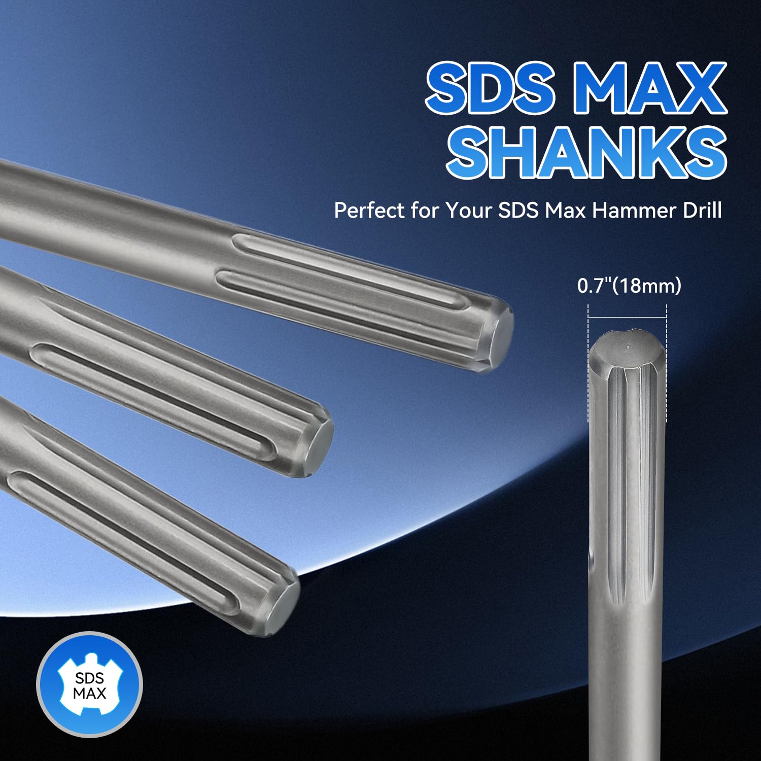 Coffret 3 Burins SDS Max 300mm avec Mallette - Burin Pointe 18mm, Plat 25mm, Large 75mm - Acier 40CR pour Marteau-Piqueur, Rénovation