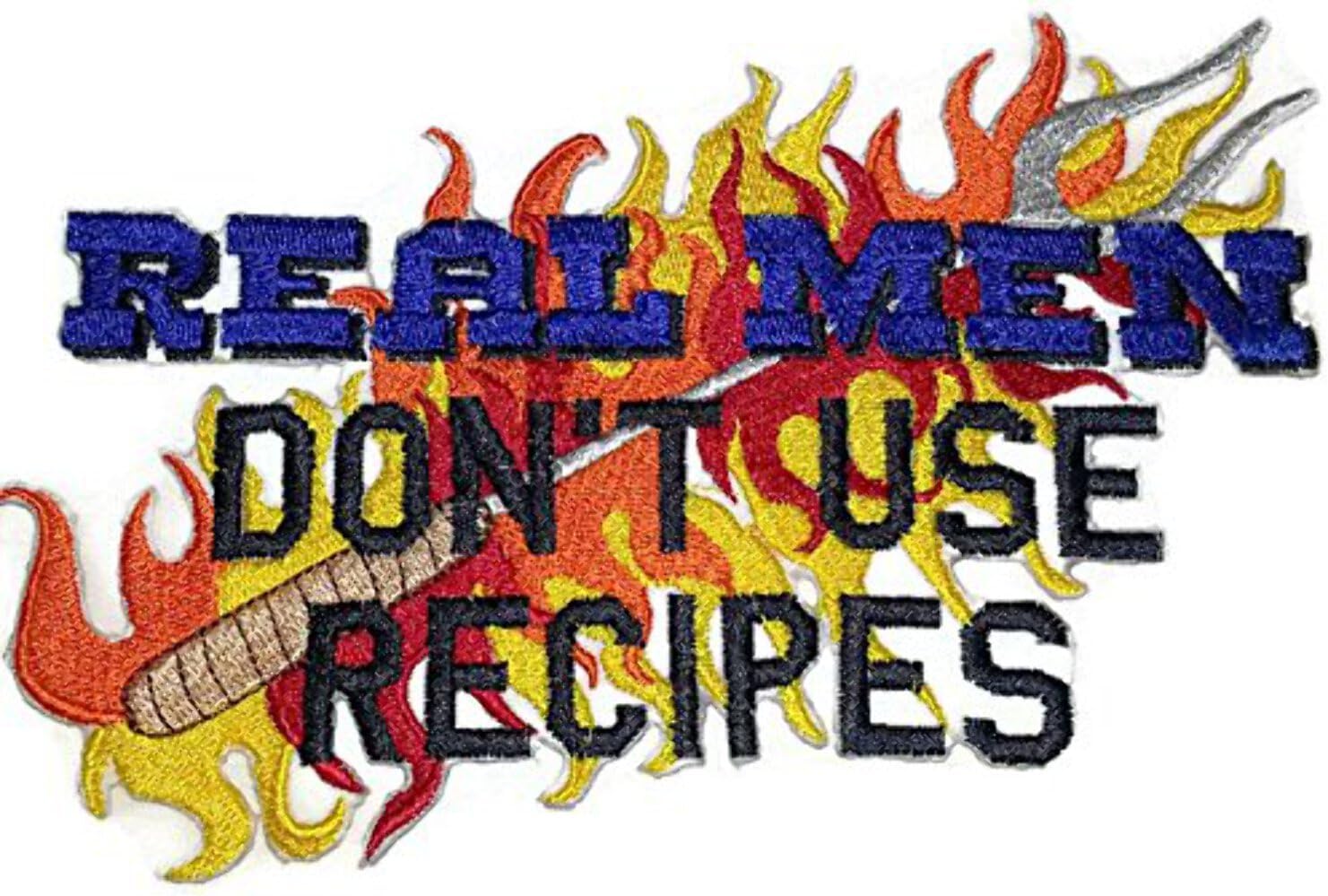 Lets go Outback for BBQ Apron Design [Real Men Don't Use Recipes ] Embroidered Iron On/Sew Patch [7 X 4.45] Made in USA