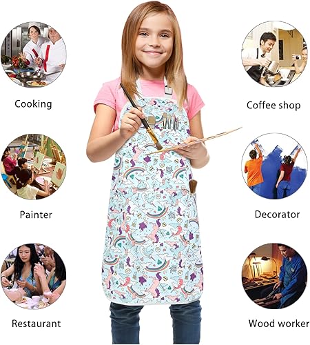 Miniatura 5 de FreeNFond Delantal ajustable para niños con 4 bolsillos para hornear pintura