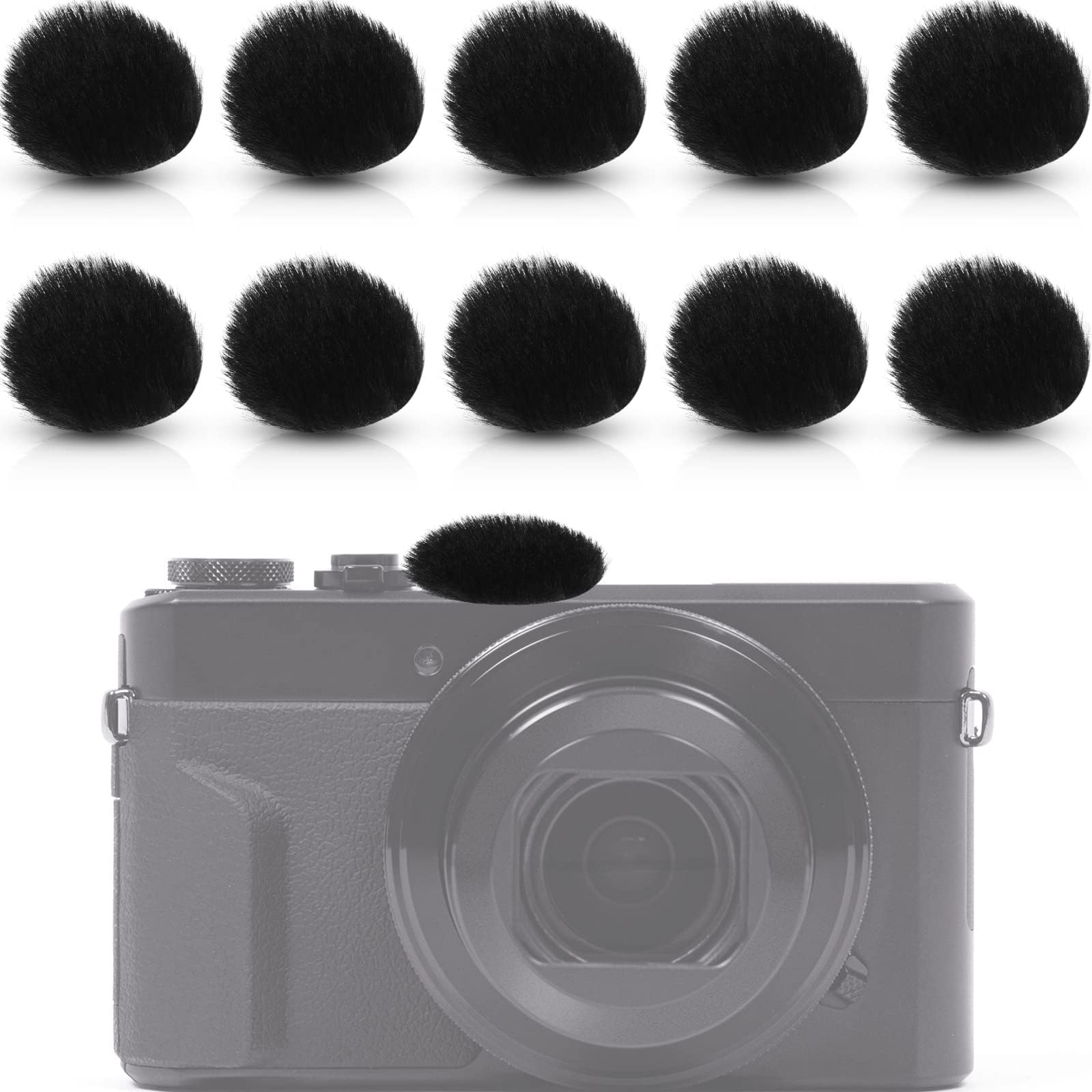 Nezyo 10 Pieces Camera Mic Windscreen Furry Camera Wind Muff Wind Cover Built in Microphone Outdoor Filter for DSLRs Mic Outdoor Windshield