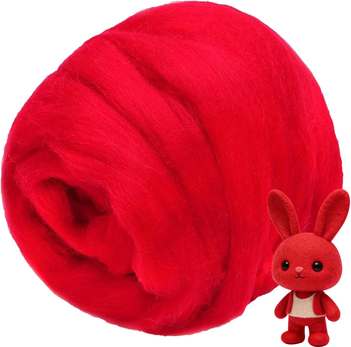 Red Wool for Needle Felting,3.5oz Felting Wool, Soft Wool Batting for DIY Crafts, NeedleFelting Projects, and Artwork
