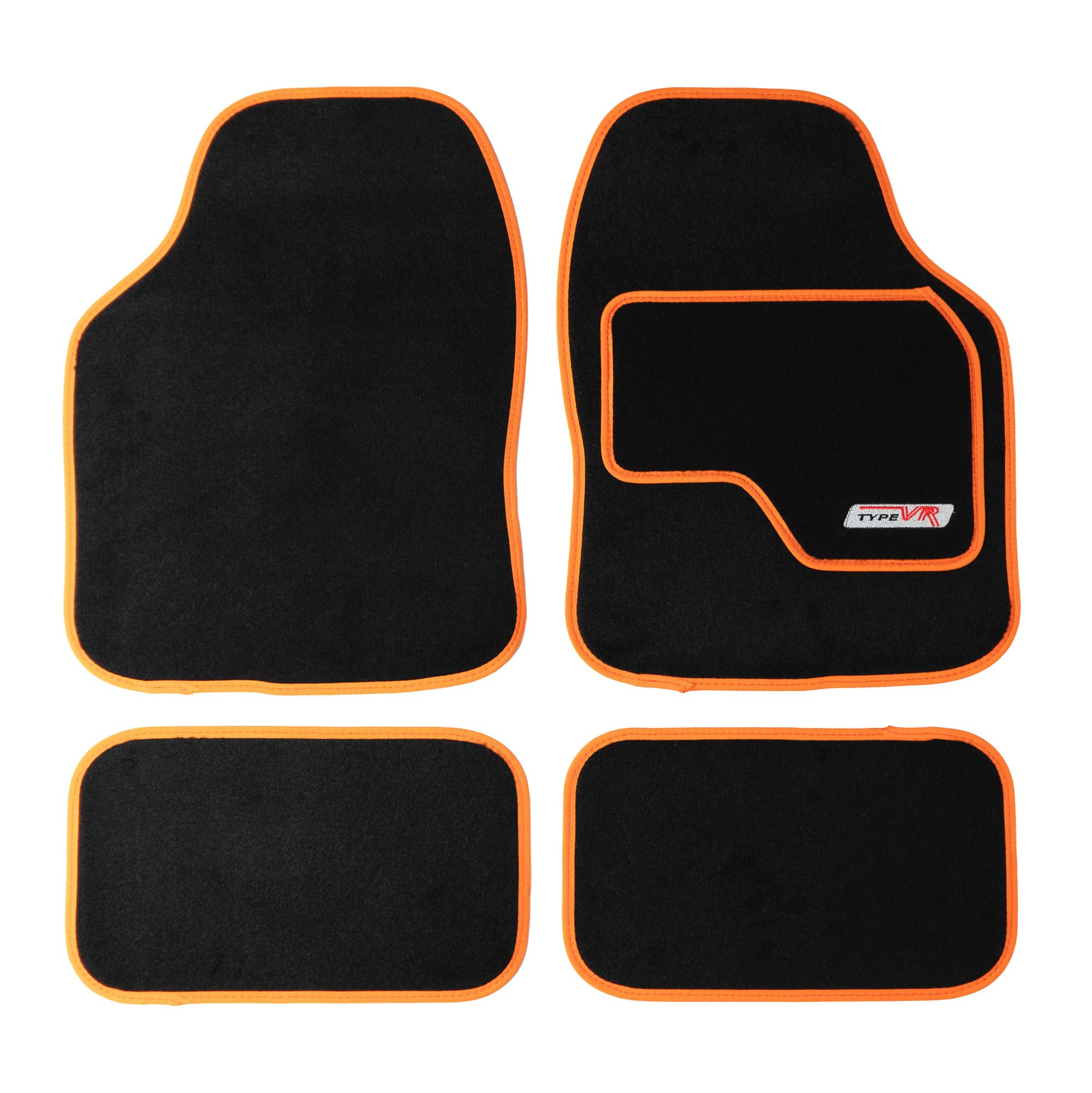 Type VR Embroidered Edging Car Mat Set - Orange